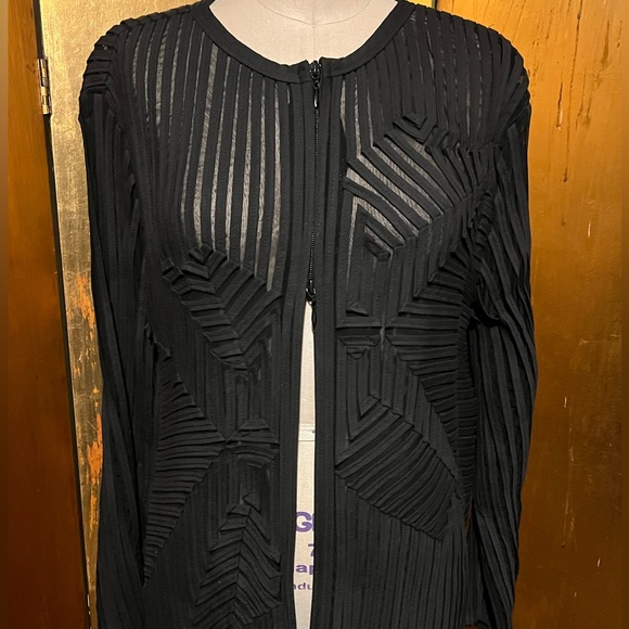 OBSTINEE by IKA Women Black Abstract Cotton Mesh Jacket Vintage 80’s 90’s - Picture 5 of 8